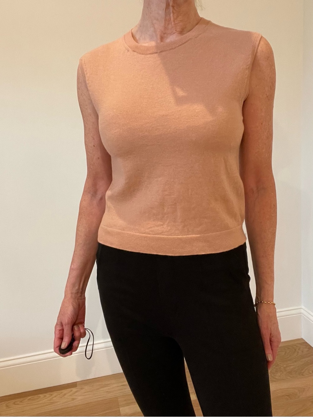 J. Crew Sleeveless Cashmere Crewneck Tank in Peachy Nude